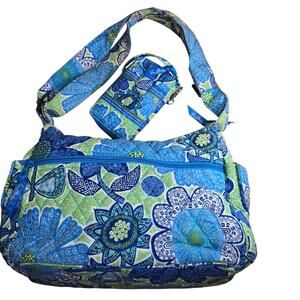 Vera Bradley Claire Lizzy Crossbody Bag 12x8x5 with Matching Wristlet Wallet